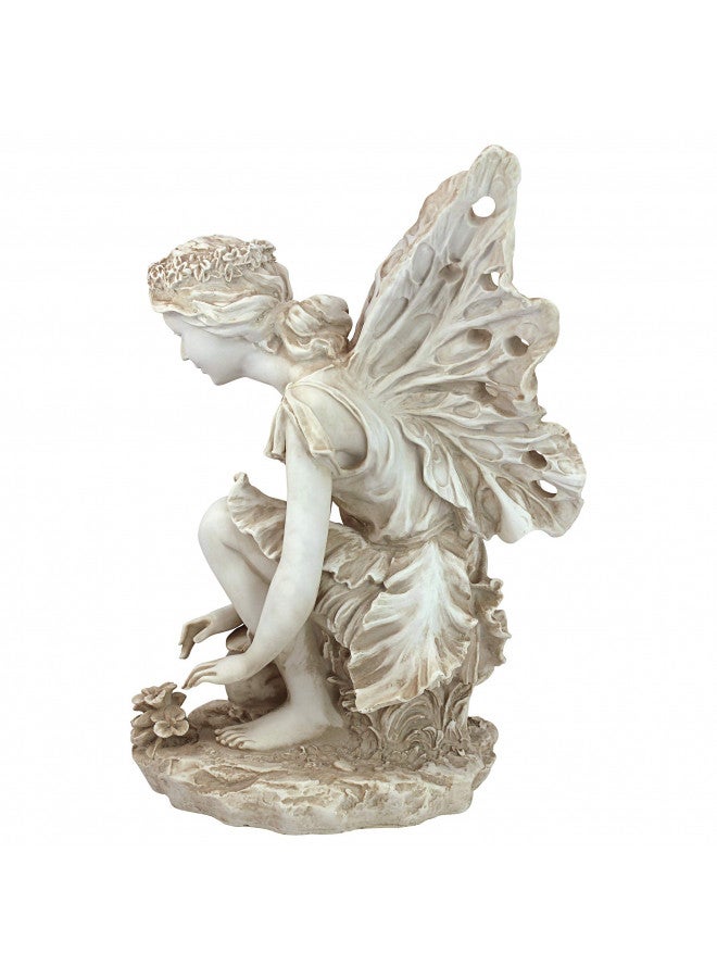 Design Toscano KY71004 Fiona The Flower Fairy Garden Statue, 17 Inch, Antique Stone - Image 3