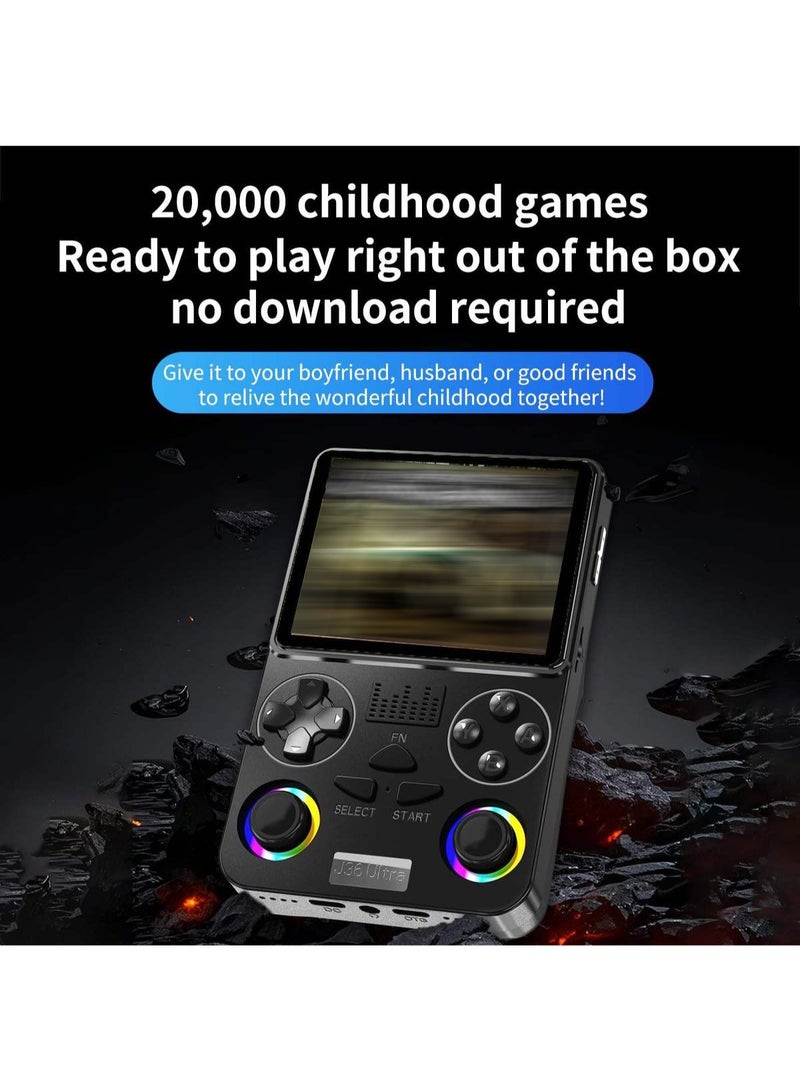 J-36 Ultra Portable Handheld Gaming Console, 3.5-Inch IPS Display, 64GB Built-in Storage, 20,000+ Classic Games, Dual Analog Joysticks, Wi-Fi, 3000mAh Rechargeable Battery, Multi-Platform Retro Game Console (Black) - Image 3