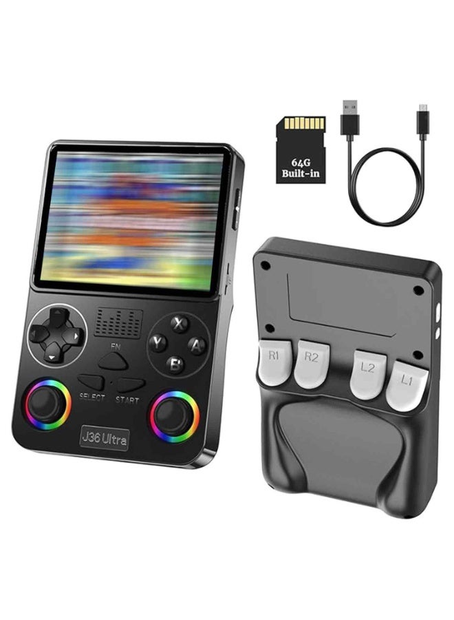 J-36 Ultra Portable Handheld Gaming Console, 3.5-Inch IPS Display, 64GB Built-in Storage, 20,000+ Classic Games, Dual Analog Joysticks, Wi-Fi, 3000mAh Rechargeable Battery, Multi-Platform Retro Game Console (Black) - Image 1