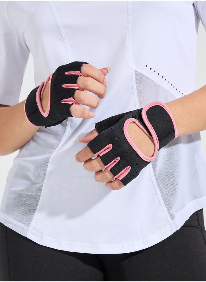 Styli Contrast Trim Peep Arm Back Weight Lifting Gloves  - Image 2