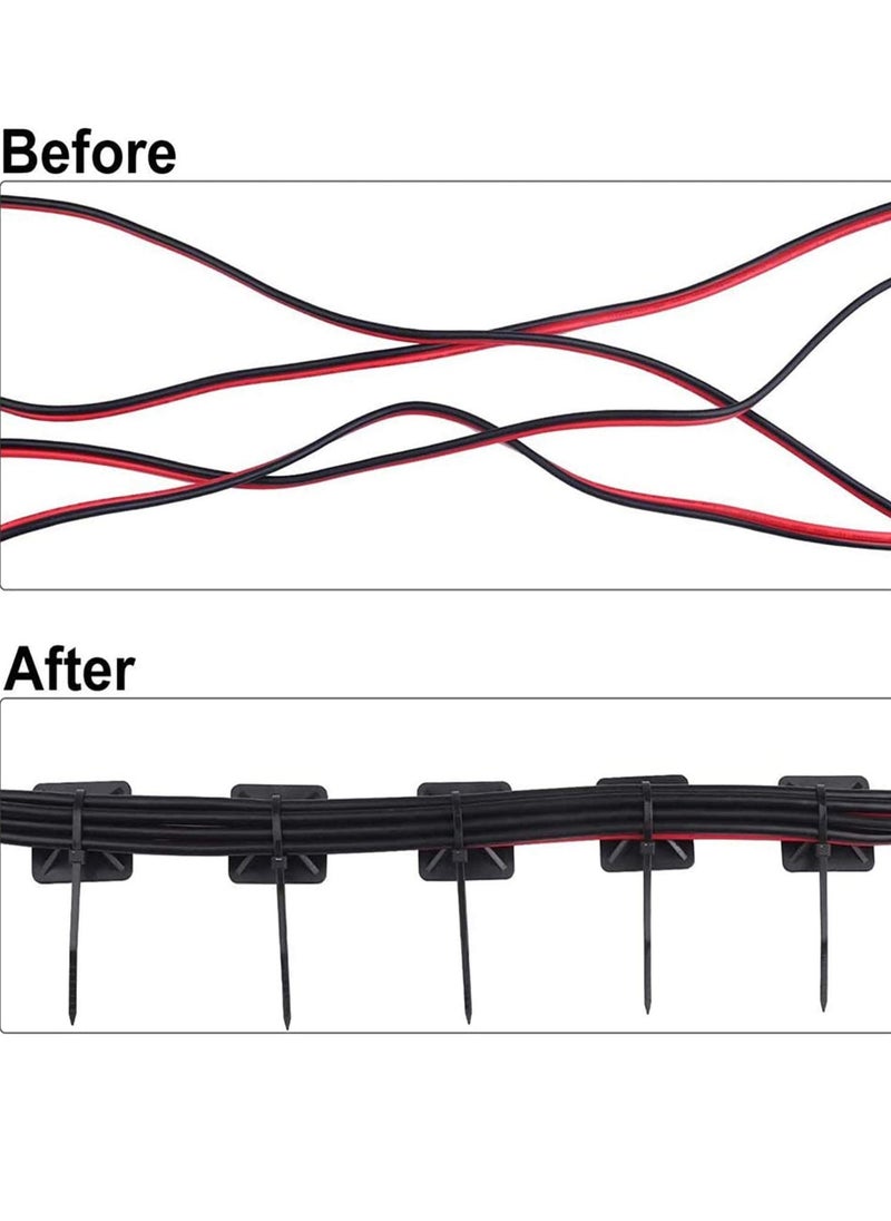 Generic - Cable Ties, 100Pcs Zip Tie Adhesive Mounts, Self Adhesive Cable Tie Base Holders, Adhesive Backed Mount with 500Pcs Nylon Cable Tie for Cable Management, DIY, Home, Office & Workshop - Image 1