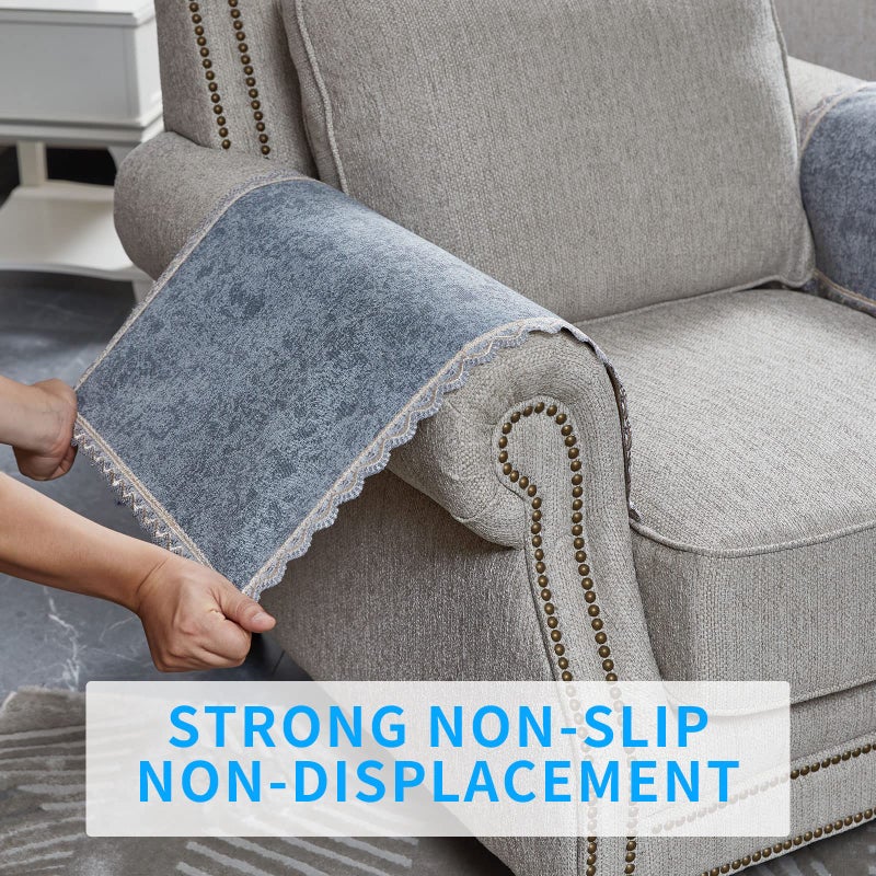 MINJIATEX Couch arm Covers,Non-Slip lace Sofa arm Covers Set of 2 Washable Sofa armrests Covers for Living Room Recliner Chair arm Cover Protectors for Leather Sofa armrest slipcover (GYDF-Grey) - Image 4