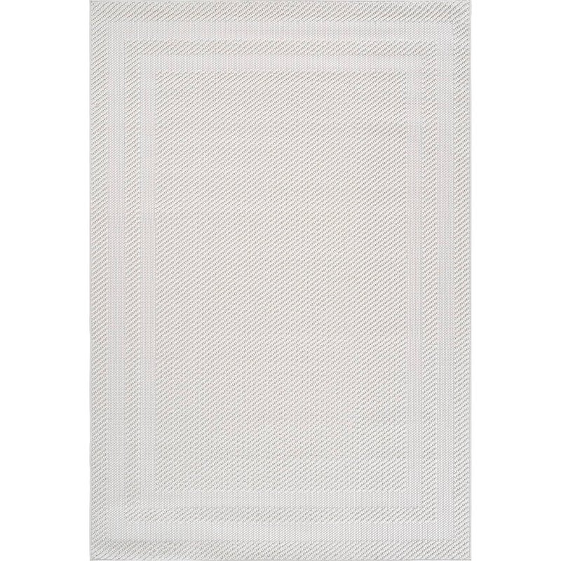 CAMILSON Micro Loop Rug 5x7 Modern Luxury Bordered Area Rugs Soft High and Low Pile Stain Resistant Easy-Cleaning Non-Shedding for Living Room Office Indoor Carpet (5 x 7 / White) - Image 2