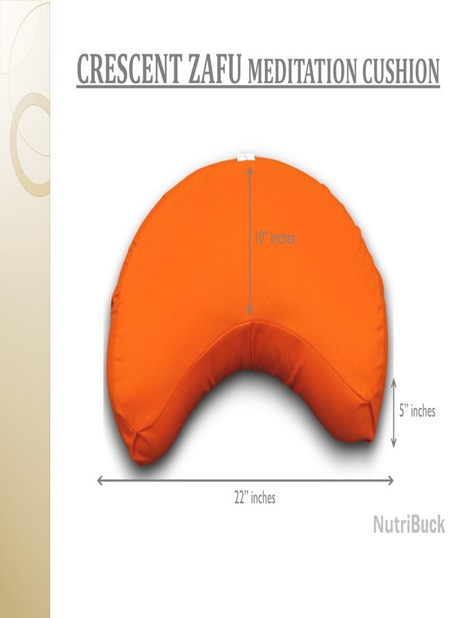 NutriBuck® Crescent Shape Zafu Meditation Yoga Cushion Filled with Buckwheat Hulls, Enhances Comfort, Support, and Mindfulness in Your Meditation and Yoga Journey (L-ORaANGeE, Large) - Image 3