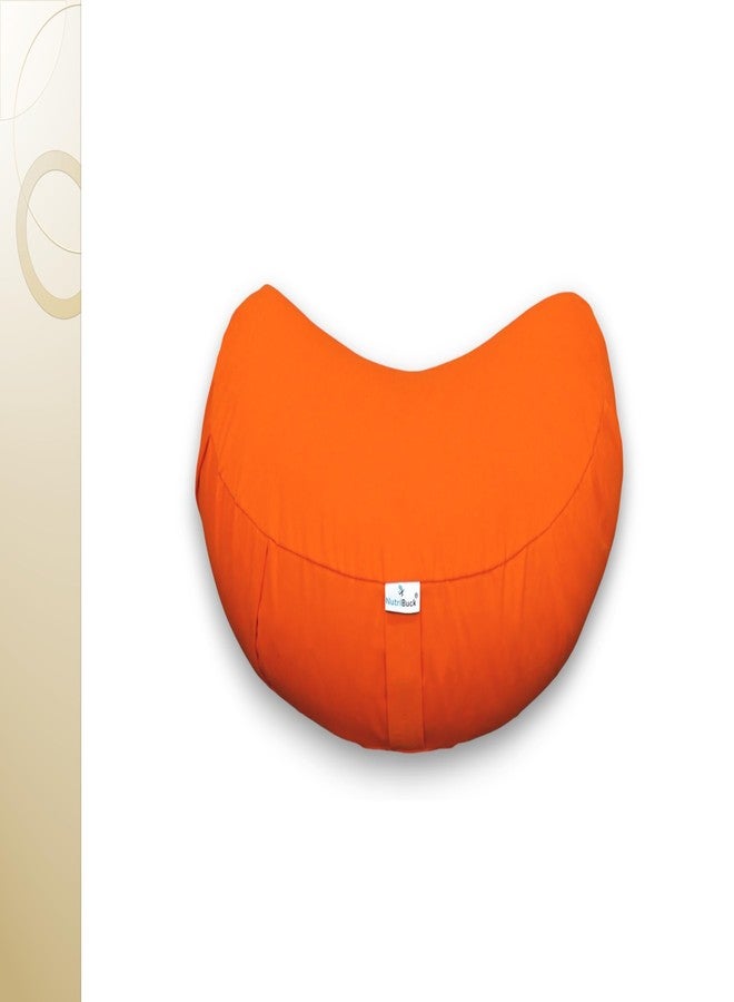 NutriBuck® Crescent Shape Zafu Meditation Yoga Cushion Filled with Buckwheat Hulls, Enhances Comfort, Support, and Mindfulness in Your Meditation and Yoga Journey (L-ORaANGeE, Large) - Image 1