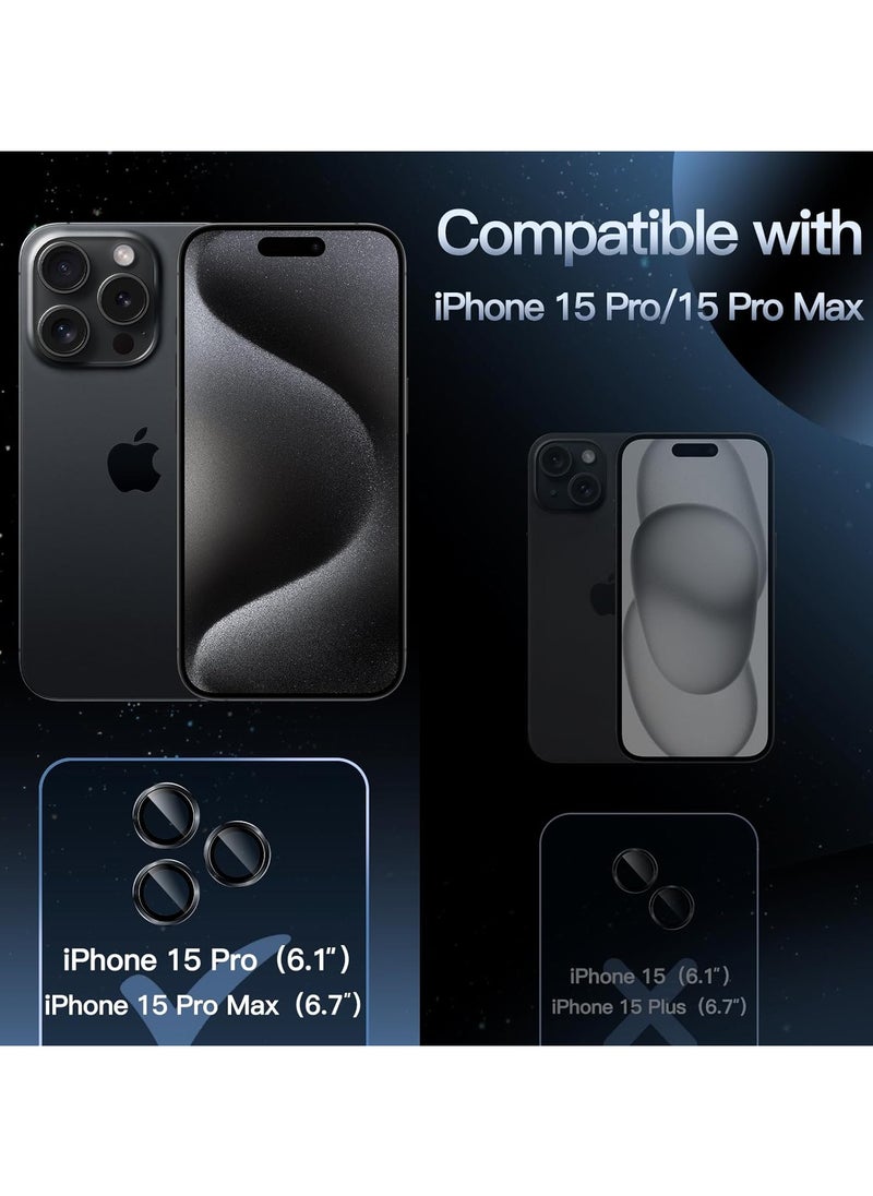 URBBKING Camera Lens Protector for iPhone 15 Pro and iPhone 15 Pro Max Black  - Image 3