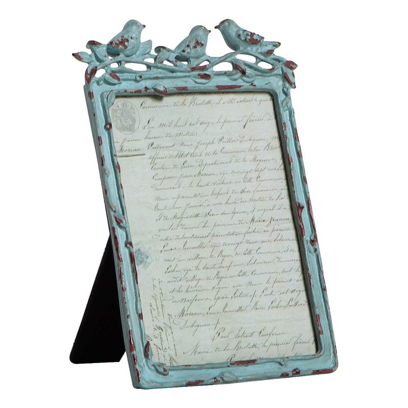 SOFFEE DESIGN Vintage 35x5 in Picture Frame Distressed Birds Farmhouse Tabletop Photo Frame for Wooden Home Decor Vertical Display Retro Green