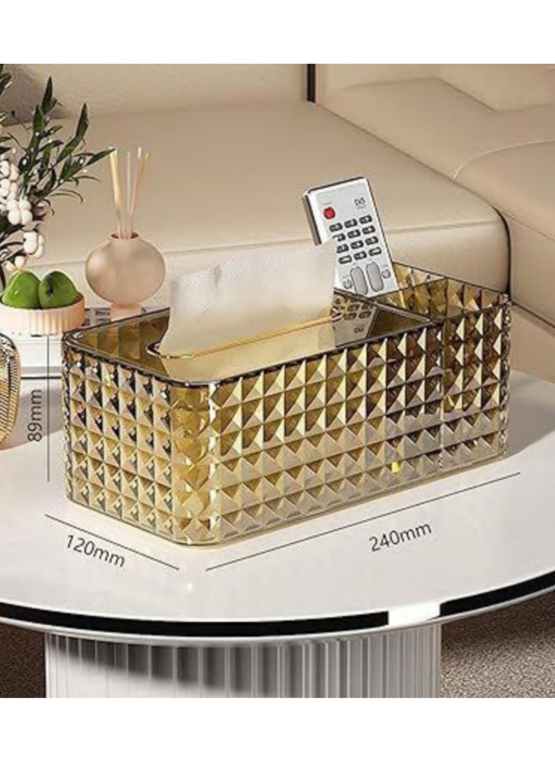 Generic - A chic and practical tissue box made of gold-colored acrylic - Image 1