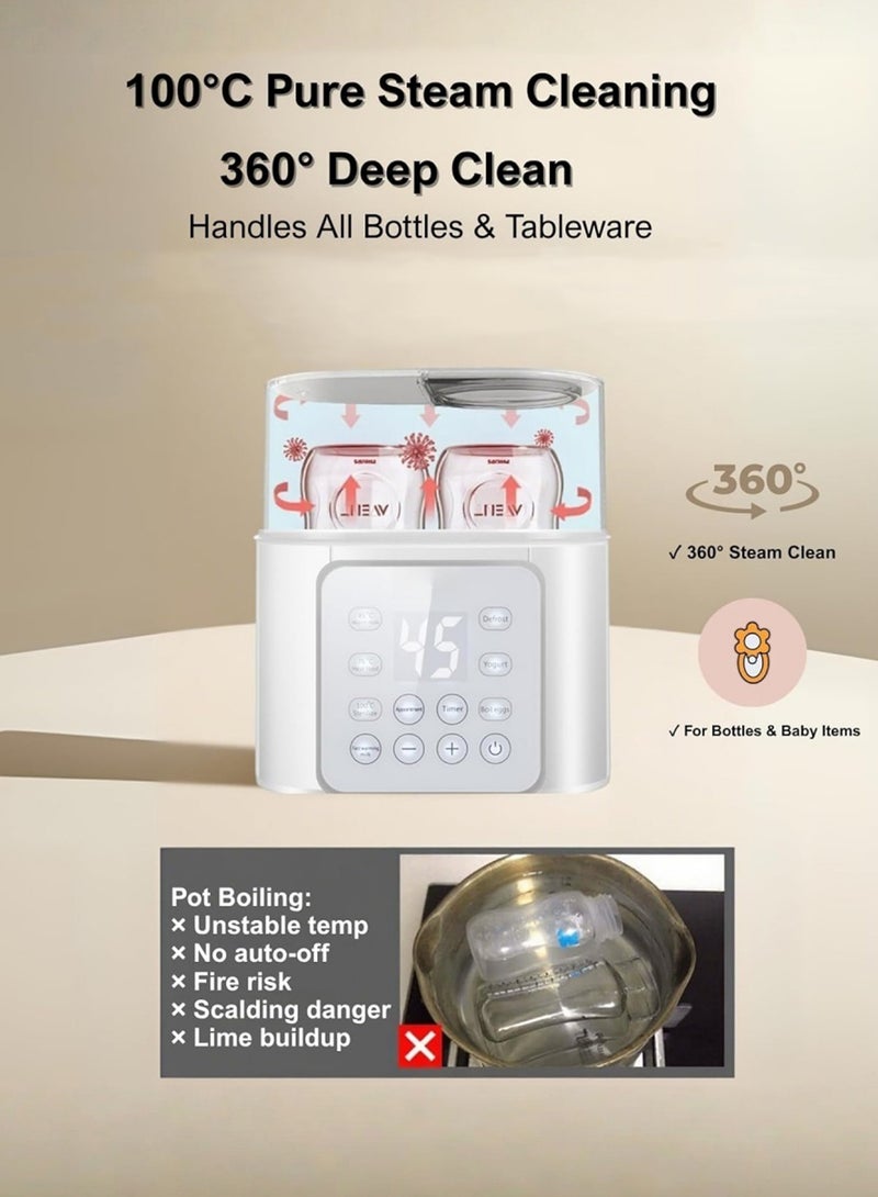 EzzySo Baby Bottle Sterilizer Electric Steam Bottle Sterilizer and Dryer Smart Baby Bottle Warmer 12H Timer Universal Fit for All Bottles - Image 5