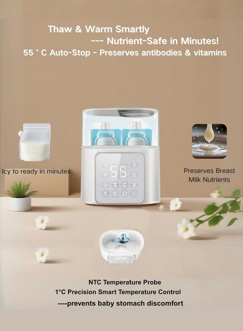 EzzySo Baby Bottle Sterilizer Electric Steam Bottle Sterilizer and Dryer Smart Baby Bottle Warmer 12H Timer Universal Fit for All Bottles - Image 2