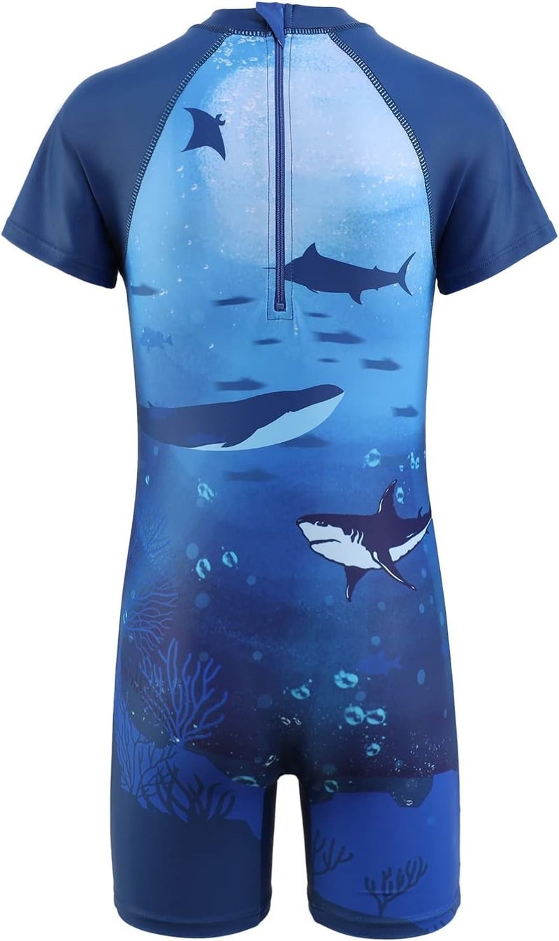 BLUEJW Boys Swimming Costume Kids Short Sleeve Swimsuit Boys One Piece Swimwear Child Rash Guard Bathing Suit 3-16 Years - Image 2