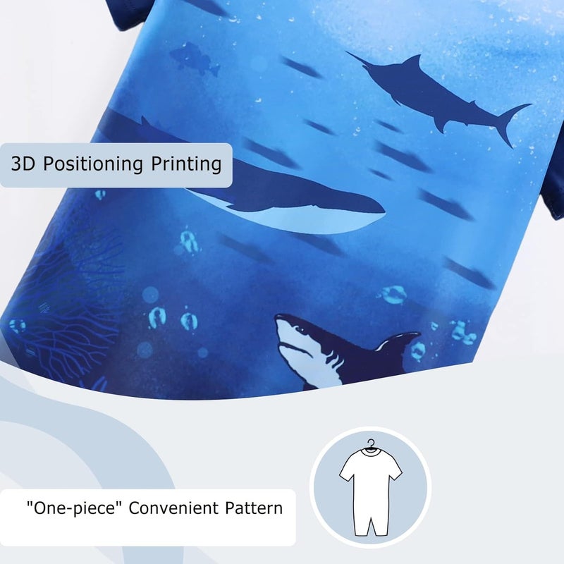 BLUEJW Boys Swimming Costume Kids Short Sleeve Swimsuit Boys One Piece Swimwear Child Rash Guard Bathing Suit 3-16 Years - Image 4