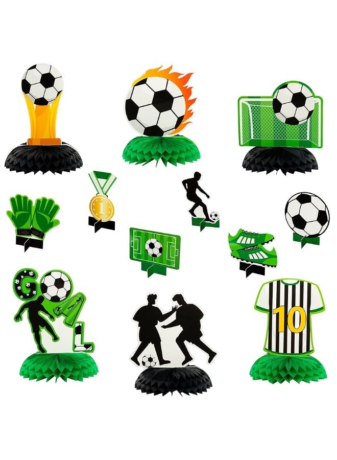 ANGOLIO 12Pcs Soccer Ball Birthday Honeycomb Centerpiece Football Soccer Theme Topper Centerpieces Theme Party Table Topper Happy Birthday Decorations for Boys Kids Party Supplies - Image 1