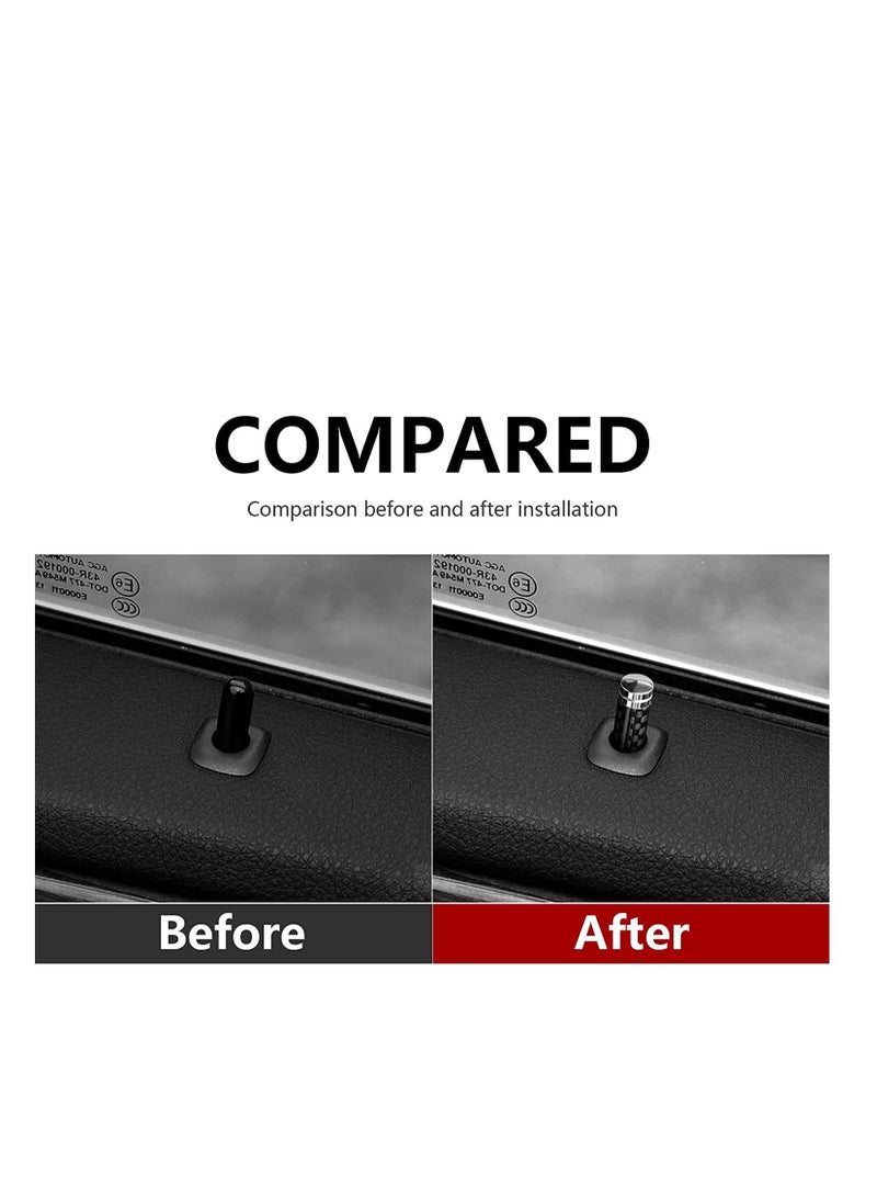 4PCS Universal Door Lock Pin Cover Carbon Fiber Hard Durable Flame Retardant Corrosion Resistant Car Interior Accessories Door Bolt Lock Pin Knob Set Black - Image 4