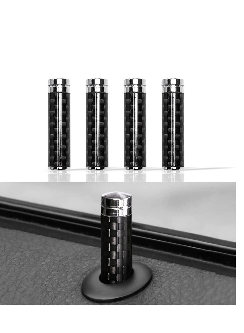 4PCS Universal Door Lock Pin Cover Carbon Fiber Hard Durable Flame Retardant Corrosion Resistant Car Interior Accessories Door Bolt Lock Pin Knob Set Black - Image 1