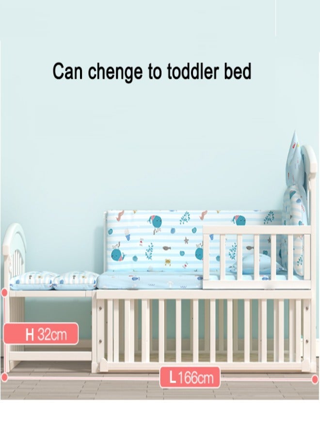 bellanina Multi Function Wooden Baby Crib with Adjustable Height, Swivel Wheels, and Rocking Feature - Image 4