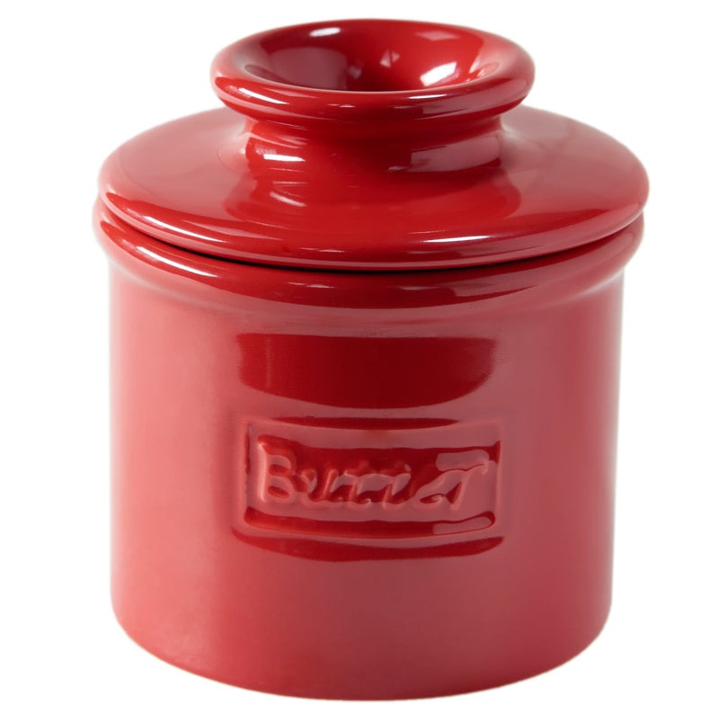 Butter Bell The Original Butter Bell crock by L Tremain a Countertop French Ceramic Butter Dish Keeper for Spreadable Butter Caf Retro Collection Maraschino Red Glossy Finish