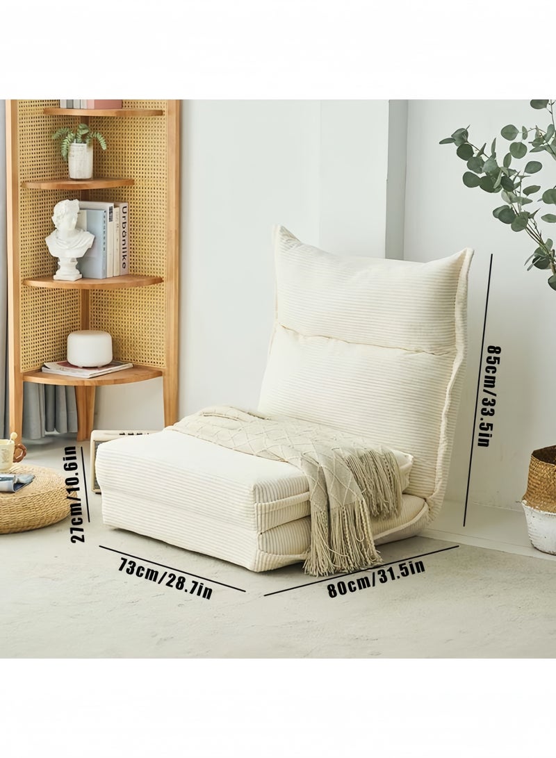 Generic Floor Sofa with Back Support, 5 Reclining Poistion Adjustable Sofa Bed, Folding Lazy Sofa, Floor Lounge Chair, Gaming Recliner Bed for Sleeping, Gaming, Reading White  - Image 2