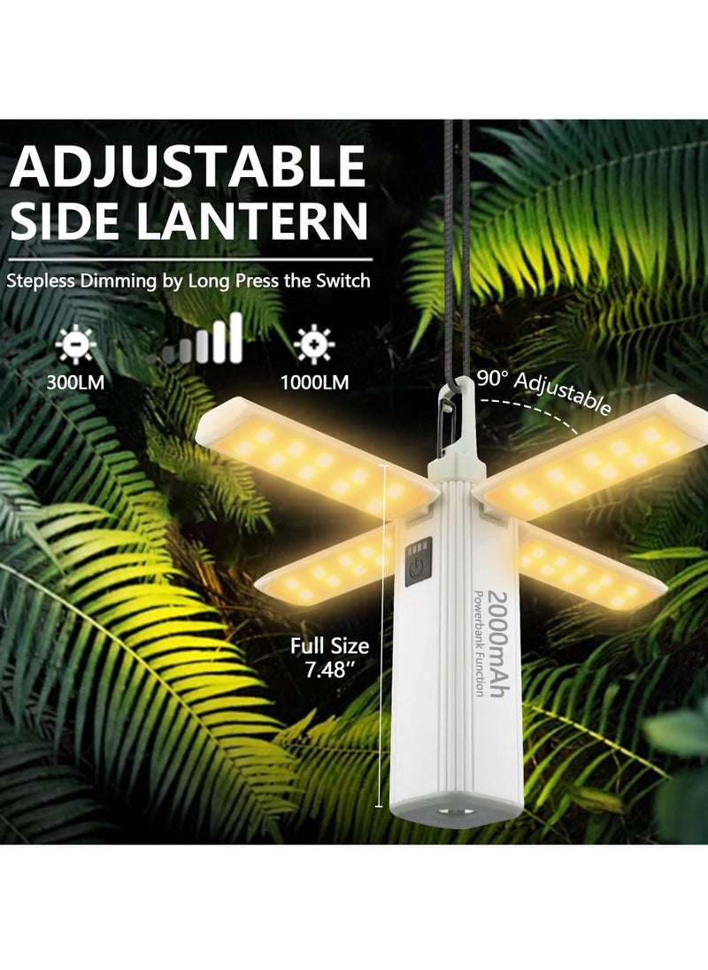 Foldable Camping Rechargeable Lantern, 2000mAh, 1000 LM Dimmable LED Flashlight, Waterproof IPX6, Essential Light for Hiking and Camping Essentials - Image 2