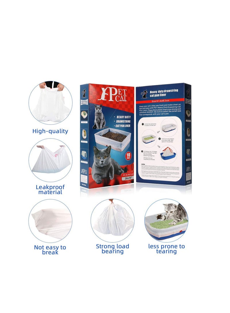 Cat Litter Box Liners, Jumbo Drawstring Extra Durable heavy Duty Litter Box Liners, ExtraThick Kitty Litter Box Bag, Compostable Litter Box Liner 31inX17in 10Pcs