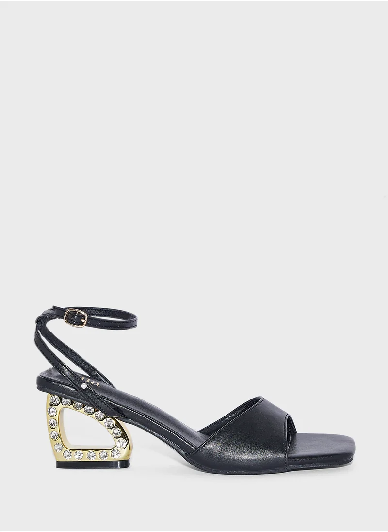 ايلا Jewelled Interest Heel Ankle Strap Wedge Sandal