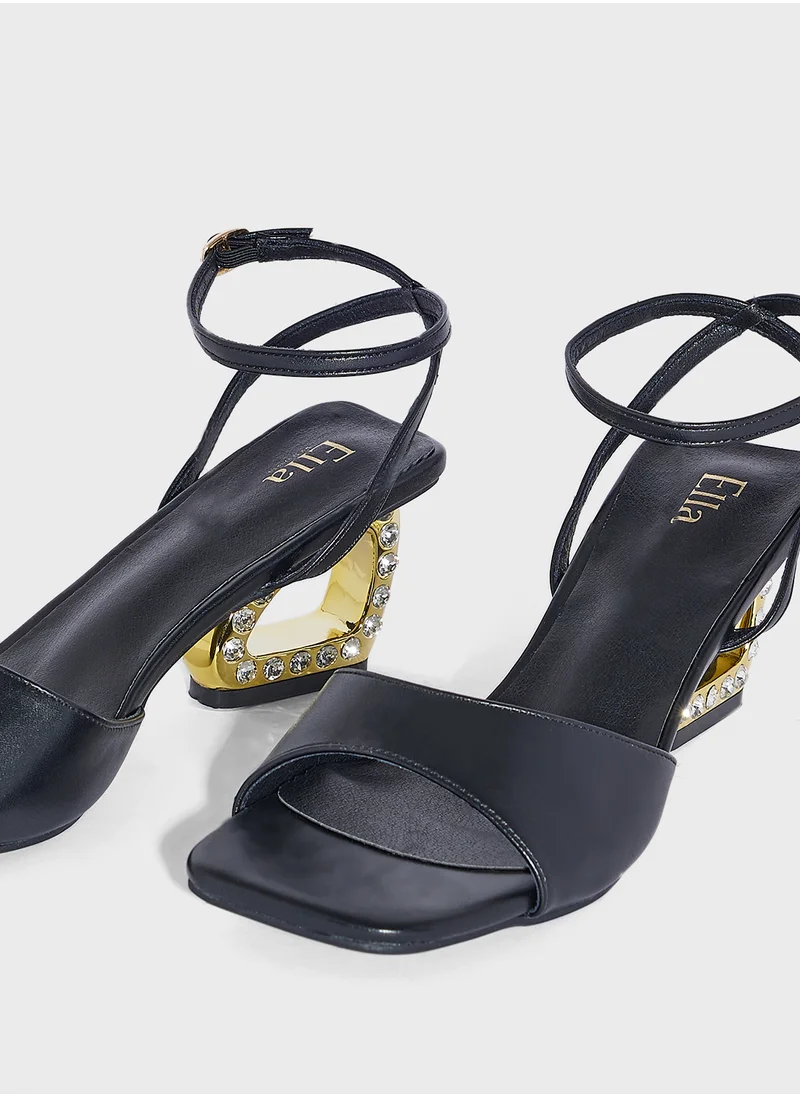 ايلا Jewelled Interest Heel Ankle Strap Wedge Sandal