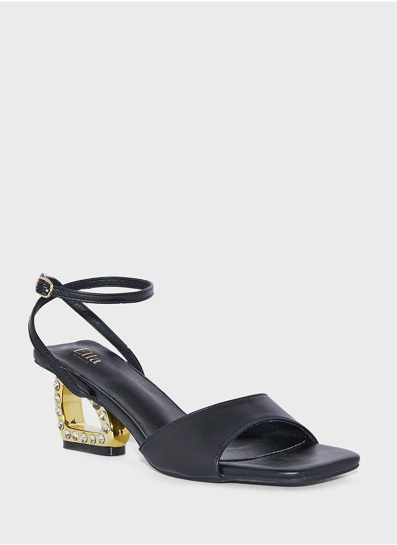 ELLA Jewelled Interest Heel Ankle Strap Wedge Sandal