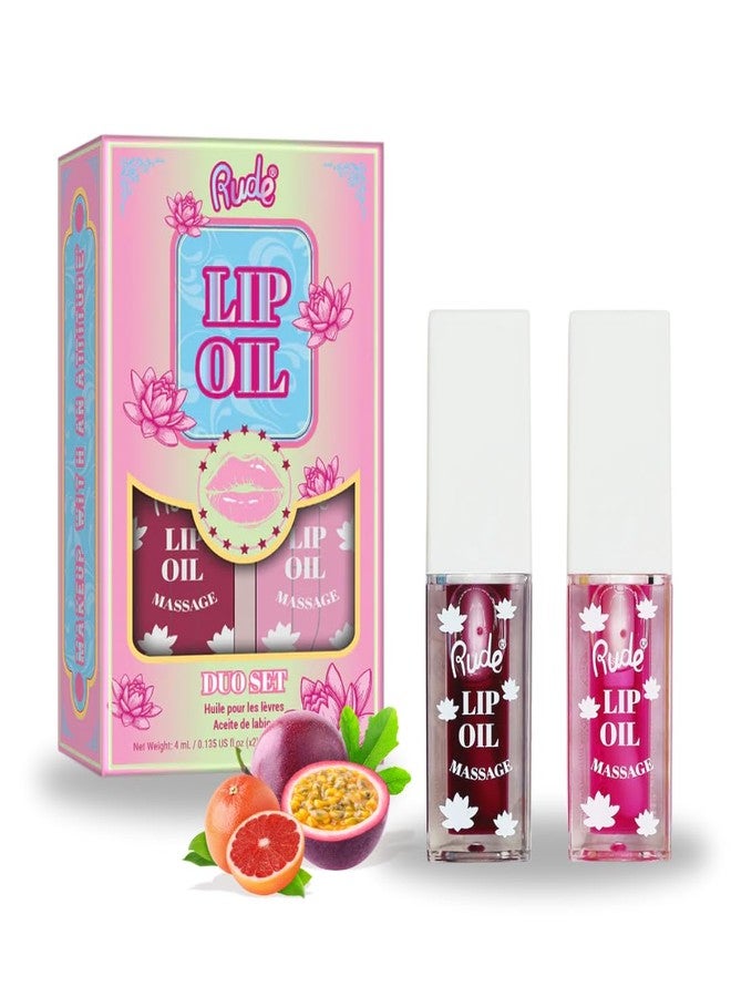 RUDE Cosmetics Tinted Lip Oil for Women, Hydrating Lip Gloss Oil Set, Lightweight & Nourishing, Moisturizing Care with a Glossy Finish, Ideal for On-the-Go Care, Passion Fruit & Grapefruit - Image 1