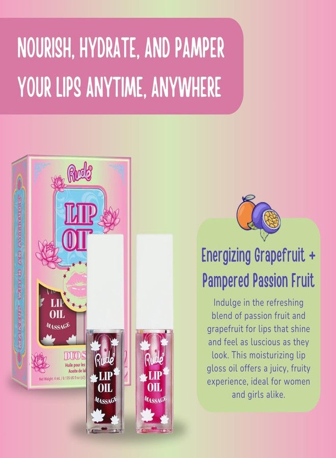 RUDE Cosmetics Tinted Lip Oil for Women, Hydrating Lip Gloss Oil Set, Lightweight & Nourishing, Moisturizing Care with a Glossy Finish, Ideal for On-the-Go Care, Passion Fruit & Grapefruit - Image 3
