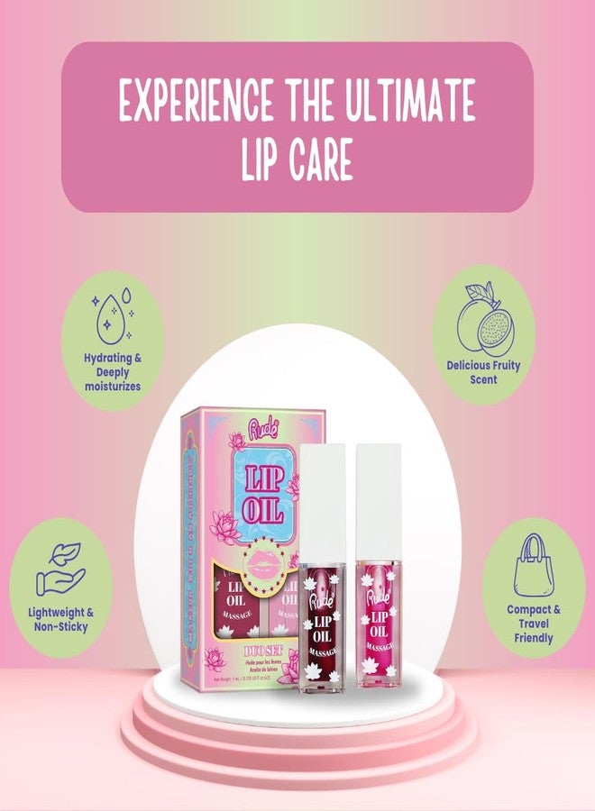 RUDE Cosmetics Tinted Lip Oil for Women, Hydrating Lip Gloss Oil Set, Lightweight & Nourishing, Moisturizing Care with a Glossy Finish, Ideal for On-the-Go Care, Passion Fruit & Grapefruit - Image 5