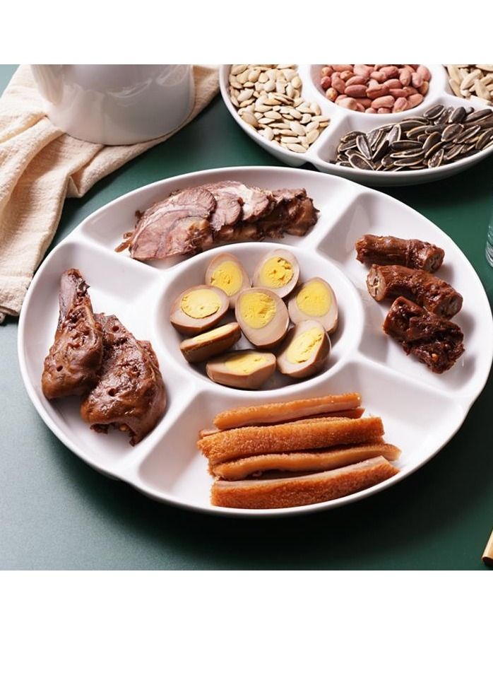 Morlife Household Round Five-Compartment Platter Porcelain Plate Snack Fruit Platter 25.5*25.5*3.5CM - Image 2