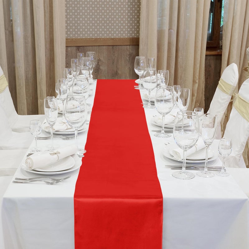 ANECO 4 Pack Satin Table Runner 12 x 108Inch Long Bright Silk and Smooth Fabric Party Table Runner for Wedding Banquet Party Decoration- Red - Image 4