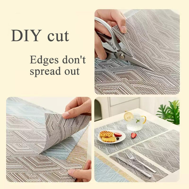 Panda Palm مجموعة من 8 مفارش طاولة متينة، بلاستيكية مقاومة للحرارة غير قابلة للانزلاق من الفينيل، قابلة للغسل وسهلة التنظيف، مقاس 18×12 بوصة، لتزيين الطاولات الداخلية والخارجية (أزرق) - Image 4