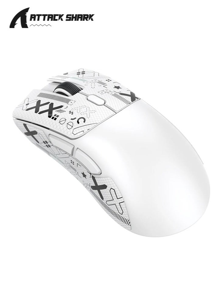 Attack Shark R1 Wireless Gaming Mouse,Tri-Mode Connection (2.4G/Wired/BT5.2),55g Lightweight,18K DPI Optical Sensor,HUYU 20 Million Key Life,Ergonomic Design,for PC/Laptop/Win/Mac(White+Sticker)  - Image 1