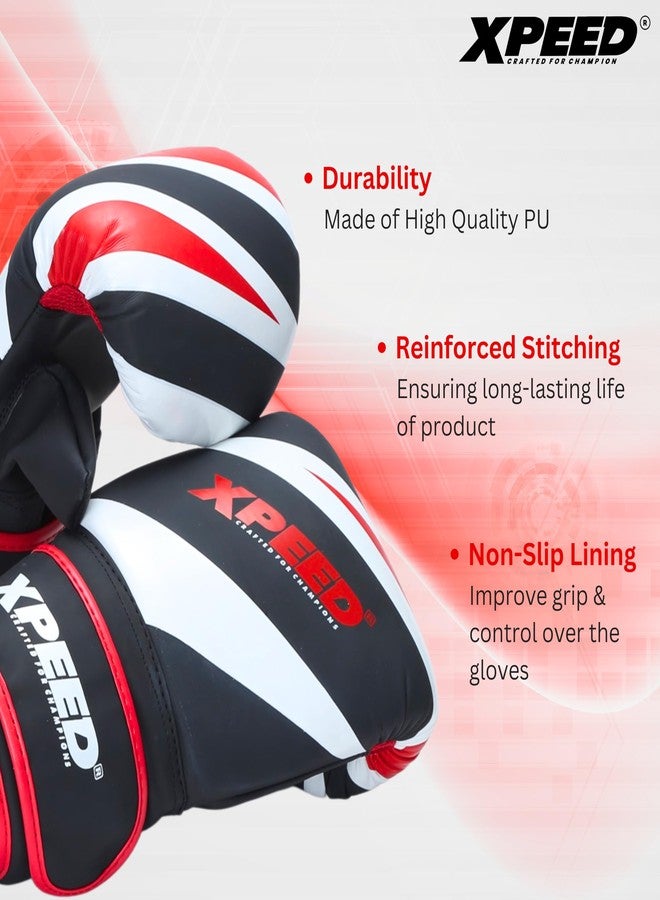 Xpeed Boxing Gloves for Training, Muay Thai, Punching Bags, Sparring with a Pair of Hand Wraps || Bag Gloves Set || Boxing Gloves for Men & Women (Pair of 1) (M) - Image 3