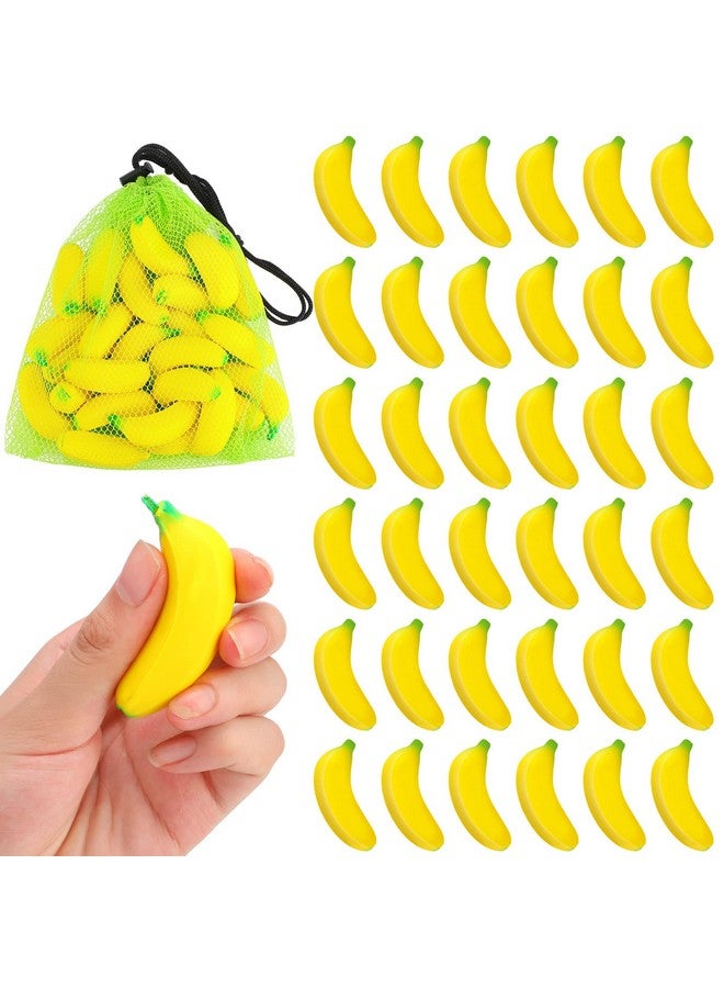 Jerify 37 Pieces Mini Banana Stress Toys Banana Stress Relief Toys With Mesh Drawstring Bag Pu Banana Toy Stretchy Banana Fidget Toy Relief Banana Stress Balls For Birthday Stress Relief Party Favors - Image 1