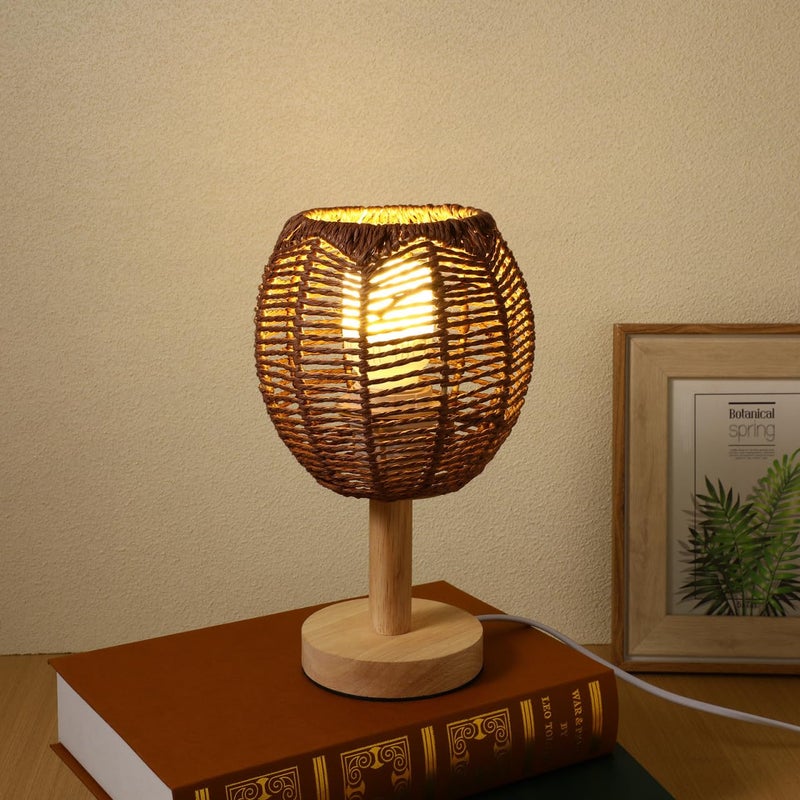 Cabilock Woven Lamp Shade with Metal Frame, Boho Round Small Lampshade Replacement, Woven Light Shade for Pendant Chandelier Wall Sconces Ceiling Fan Light Covers, 5.5x5.9 Inch, Khaki - Image 5