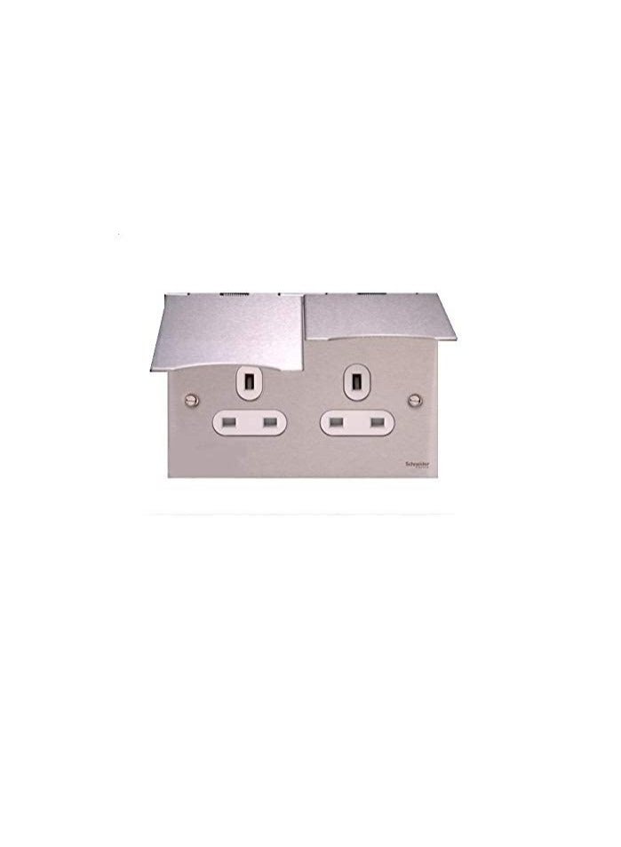 Schneider Electric GU3252WSS Flat Plate 13A Ultimate Twin Floor Socket (88 x 148mm) - Image 1