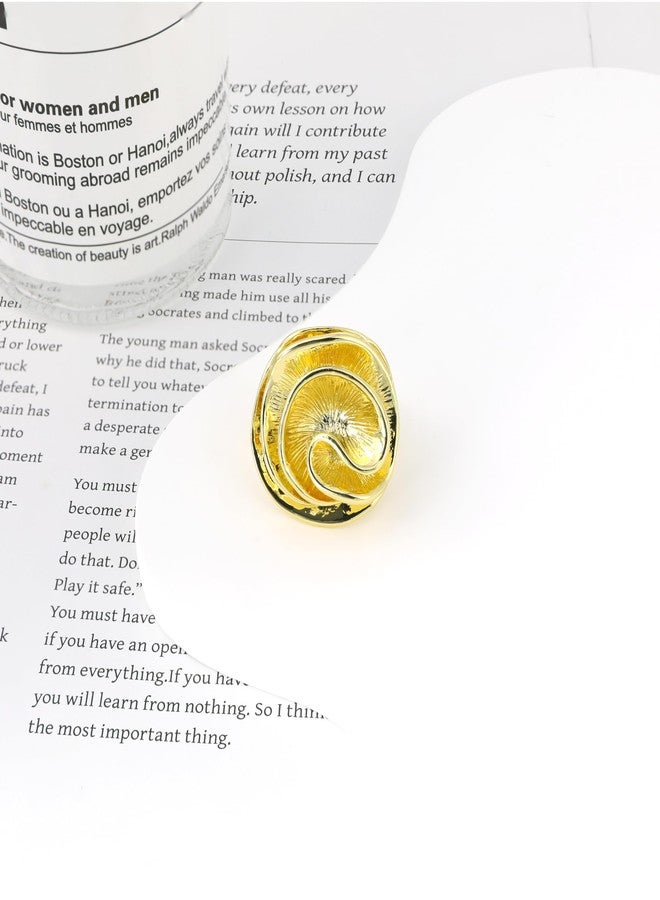 Aprilery Chunky Rings for Women Gold and Silver Statement Rings Rose Flower Gold Plated Band Ring Cocktail Costume Jewelry Gift (Gold Flower, 8) - Image 4