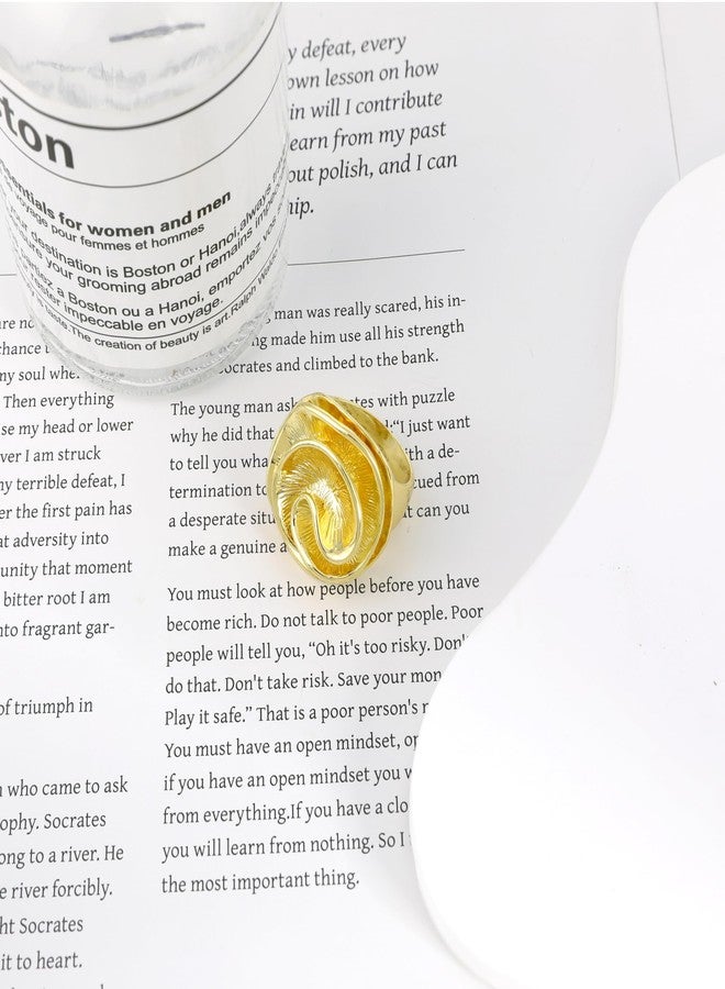 Aprilery Chunky Rings for Women Gold and Silver Statement Rings Rose Flower Gold Plated Band Ring Cocktail Costume Jewelry Gift (Gold Flower, 8) - Image 5