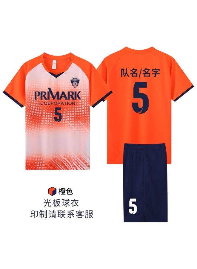 7705-orange Football Uniform Set For Men, Short-sleeved Training Uniform, Competition Team Uniform, Village Super Football Jersey, Breathable Quick-dry Fan Version