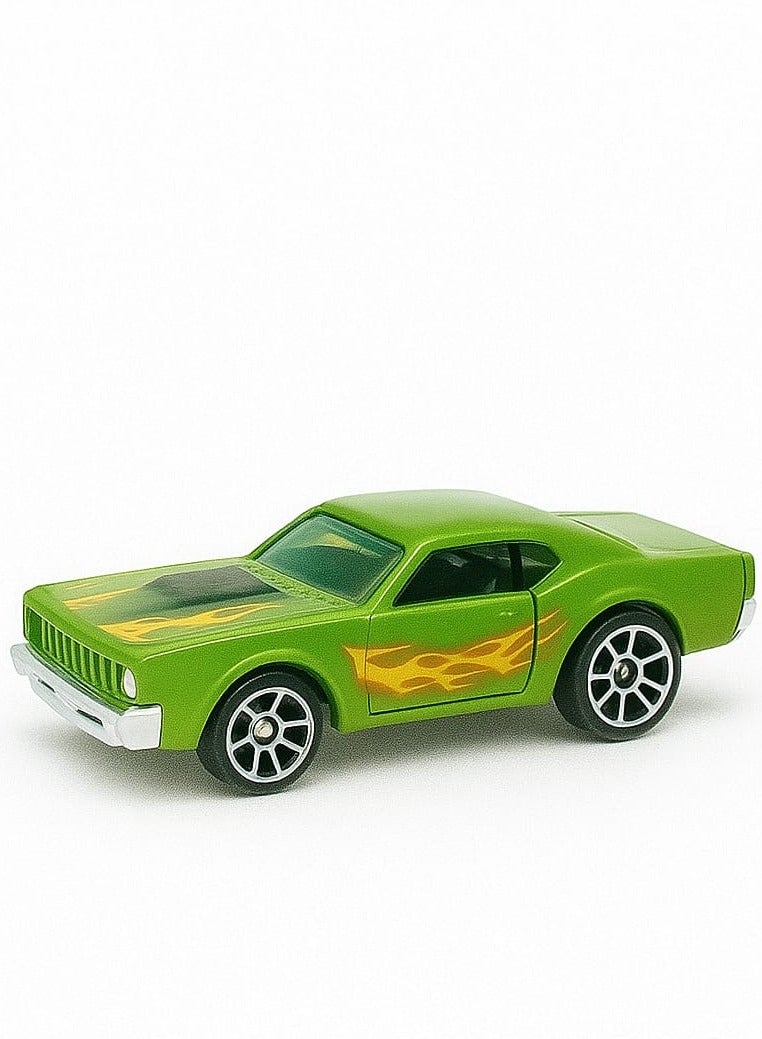 Six-Six-Zero Die-Cast Alloy Car – Muscle Car Design, Green with Flame Decals, Collectible Toy Vehicle - Image 1