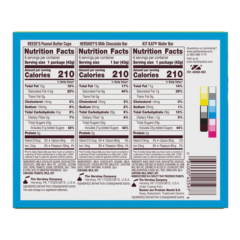 Hershey's صندوق حلوى الشوكولاتة بالحليب المتنوعة من هيرشي، كيت كات وريسيس، 27.3 أونصة (18 قطعة) - Image 2