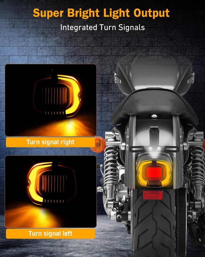 QUASCO LED Strobe Brake Tail Light Rear Turn Signals Smoked Taillight Compatible with Harley Dyna Sportster Road King Electra Glide Heritage Softail Fatboy Touring - Image 2