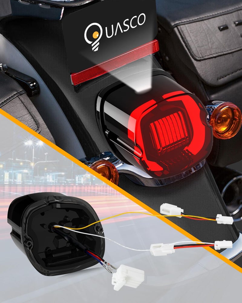 QUASCO LED Strobe Brake Tail Light Rear Turn Signals Smoked Taillight Compatible with Harley Dyna Sportster Road King Electra Glide Heritage Softail Fatboy Touring - Image 3