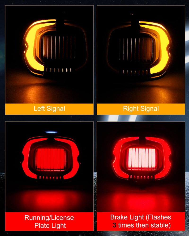 QUASCO LED Strobe Brake Tail Light Rear Turn Signals Smoked Taillight Compatible with Harley Dyna Sportster Road King Electra Glide Heritage Softail Fatboy Touring - Image 4
