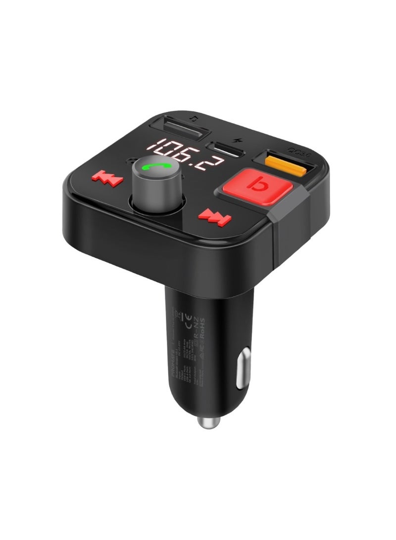 Promate Wireless FM Transmitter with Bluetooth V5.1, 18W QC 3.0, 12W USB-C, USB Media Ports and Mic, PowerTune-30W - Image 1