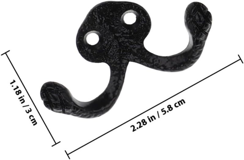 6pcs Black Zinc Alloy Double Hooks Wall Mounted Metal Bathroom Towel and Robe Hangers Heavy Duty Coat Hooks for Door and Wall Storage - Image 2