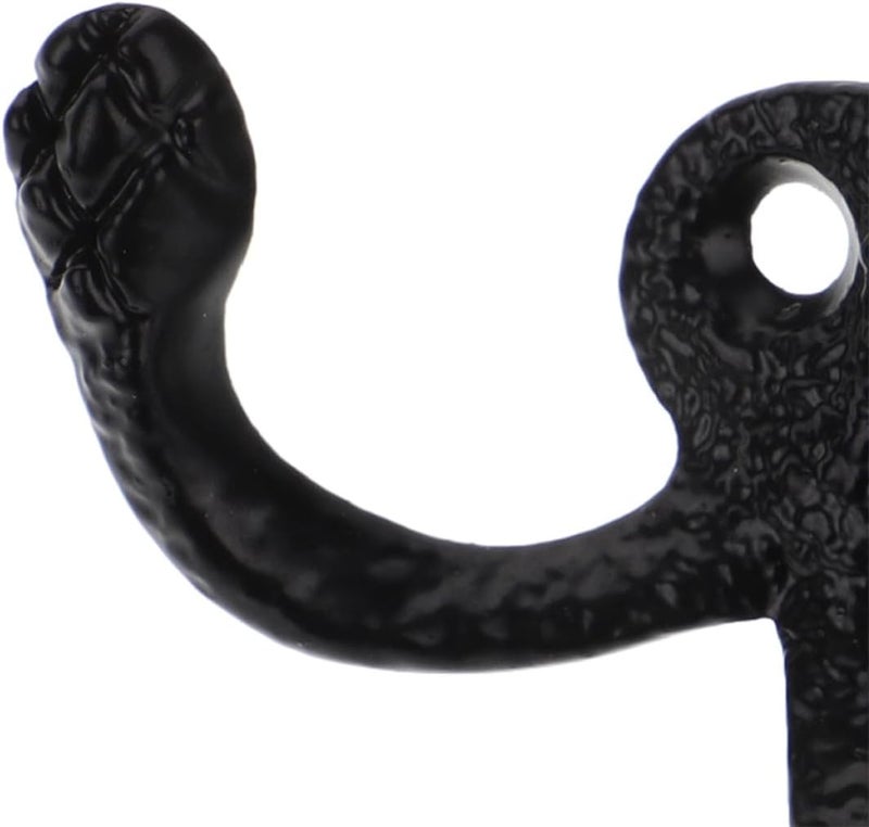 6pcs Black Zinc Alloy Double Hooks Wall Mounted Metal Bathroom Towel and Robe Hangers Heavy Duty Coat Hooks for Door and Wall Storage - Image 3