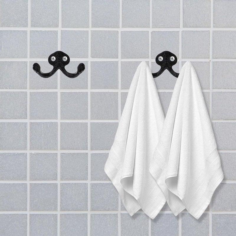 6pcs Black Zinc Alloy Double Hooks Wall Mounted Metal Bathroom Towel and Robe Hangers Heavy Duty Coat Hooks for Door and Wall Storage - Image 5